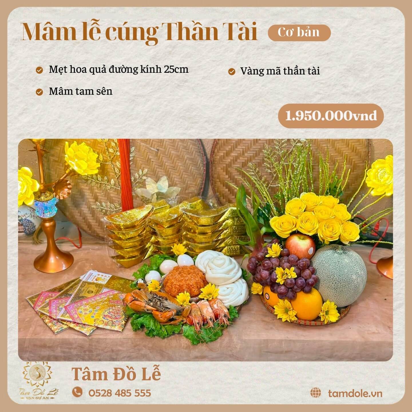 Mâm Cúng Thần Tài Cơ bản