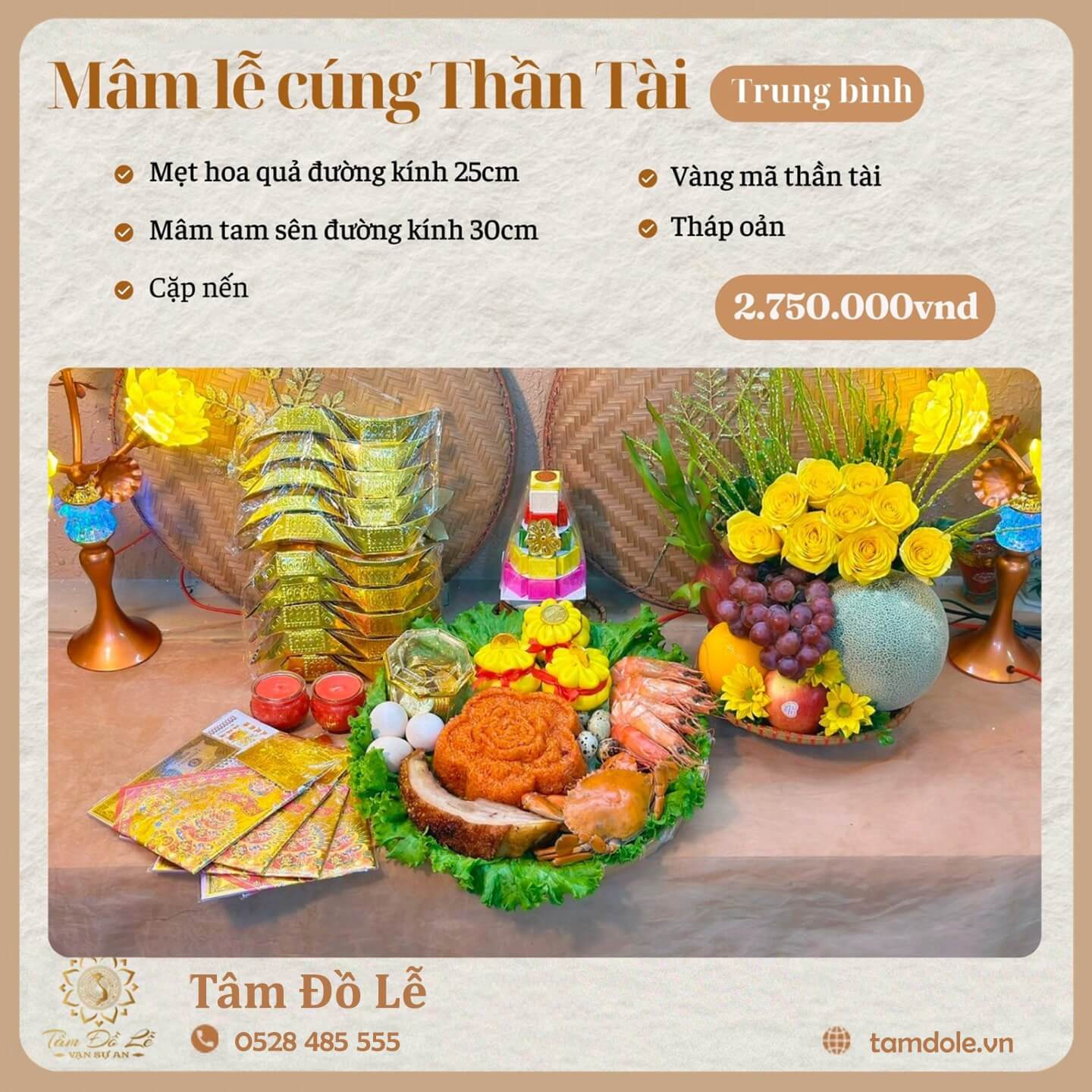 Mâm Cúng Lễ Thần Tài Trung Bình