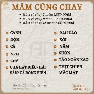 Mâm cỗ cúng chay 7,9,11 món - Tâm Đồ Lễ